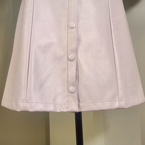 LULUS Lavender Vegan Leather Puff Sleeve Button-Up Dress, Size Large - Picture 11 of 15